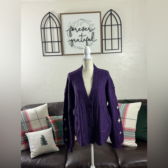 Taylor Swift Speak Now TV Taylor's Version Cardigan Purple Gold Stars Size MD/LG - Picture 11 of 16